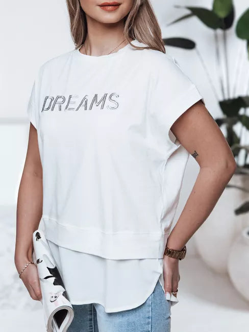 Moteriški baltos spalvos marškinėliai Dreams
