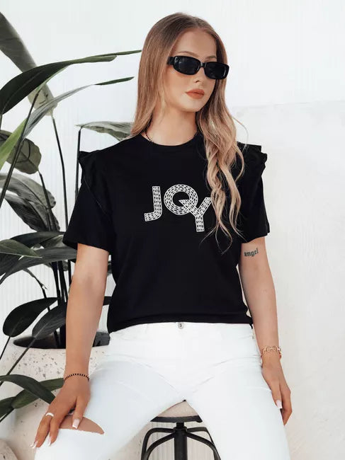 Moteriški juodi marškinėliai Joy