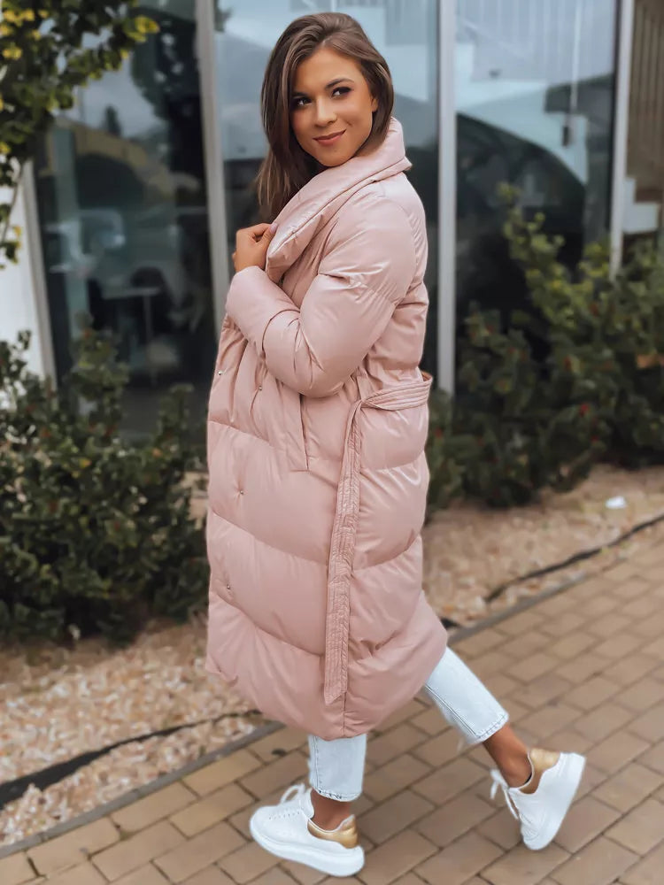 Rožinė moteriška dygsniuota striukė Favi