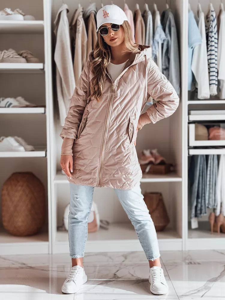 Rožinė moteriška dygsniuota striukė Livi