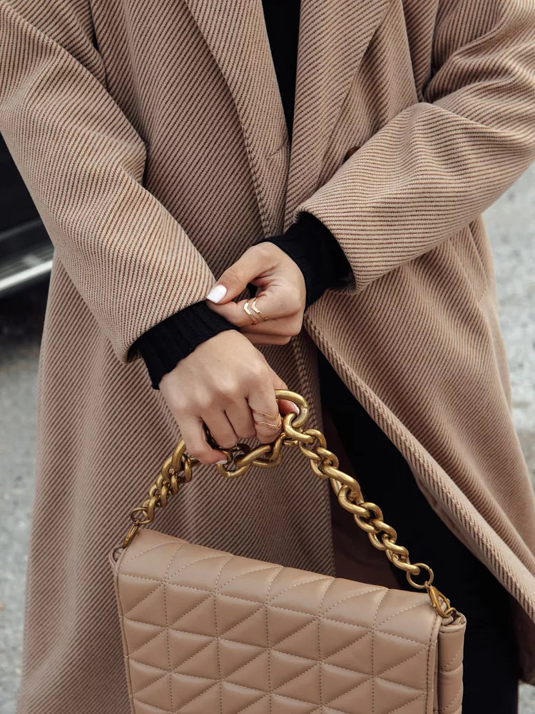 Moteriška rudos spalvos paltas Abel