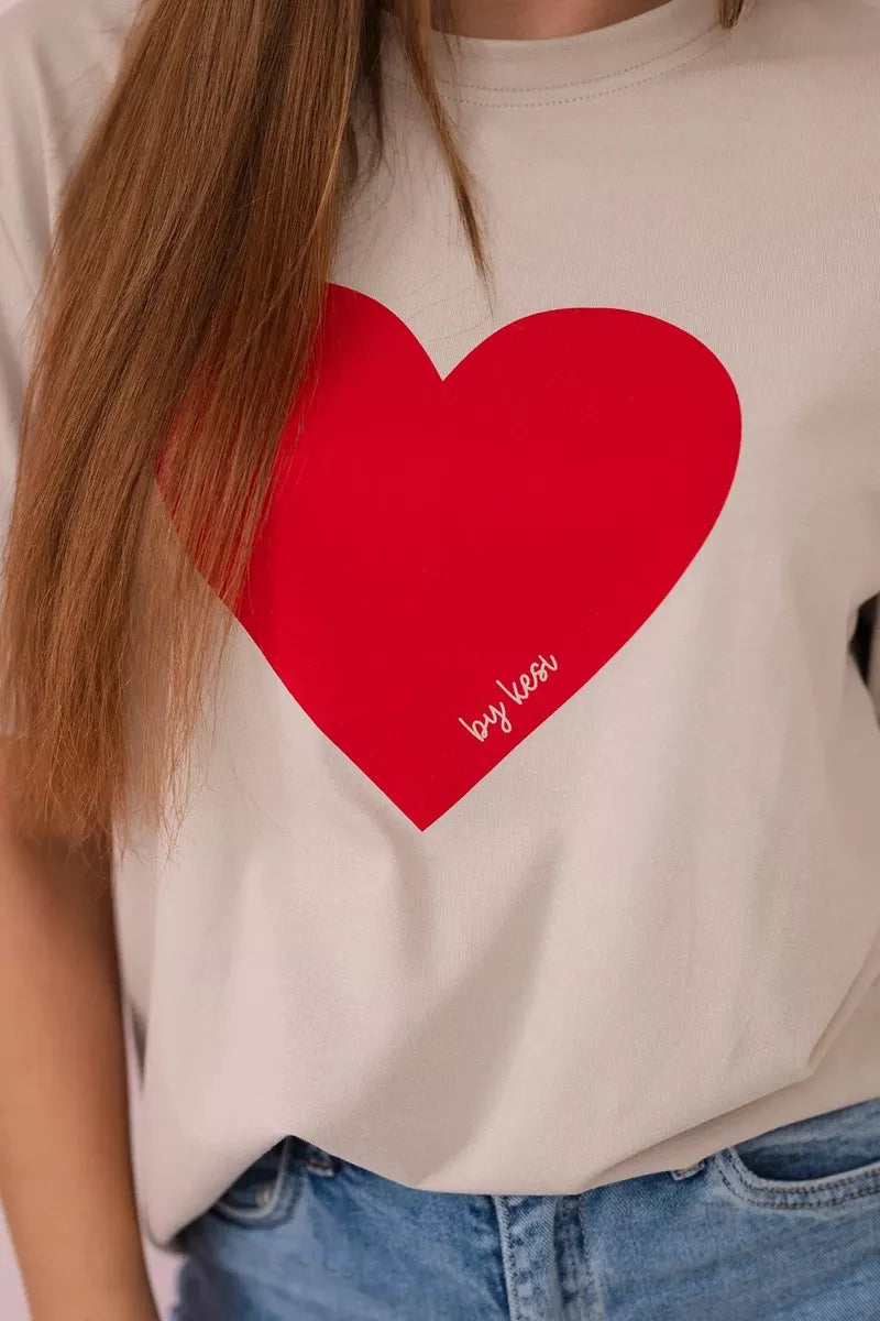 Moteriški smėlinės spalvos marškinėliai Madame