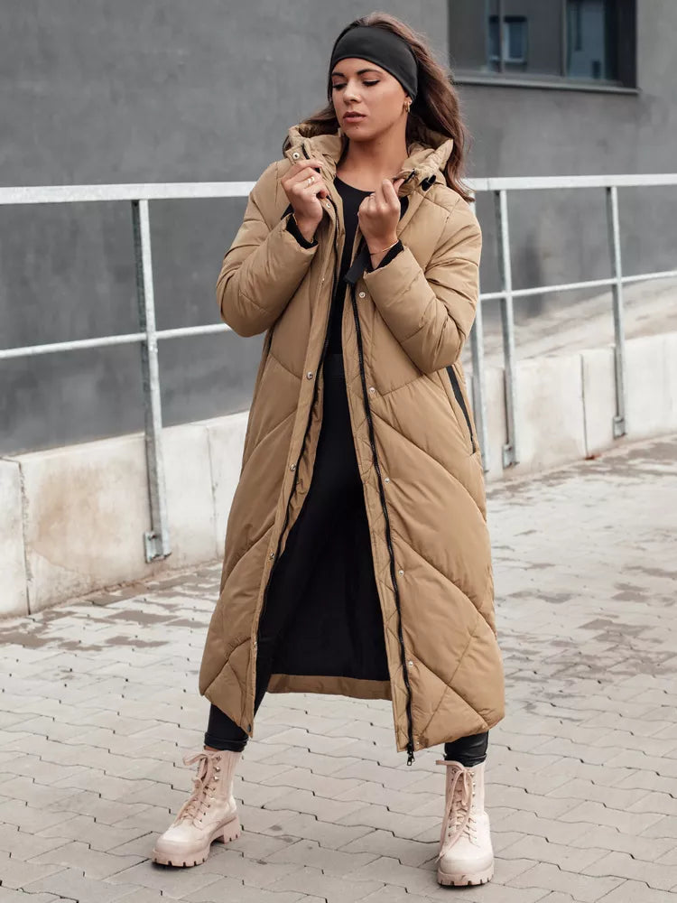 Moteriška ruda ilga dygsniuota žieminė striukė Mona