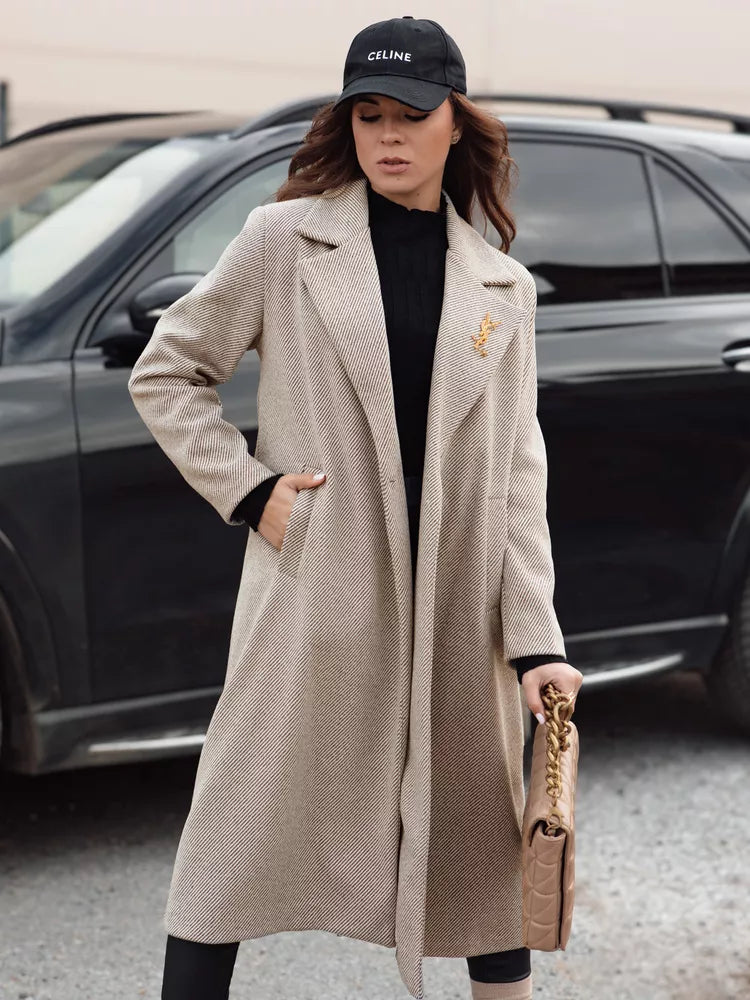 Moteriška rusvos spalvos paltas Abel