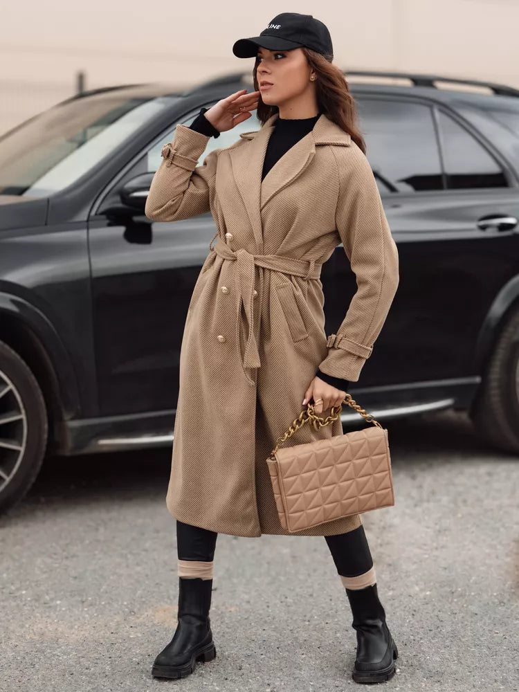 Moteriška rudos spalvos paltas Cameli