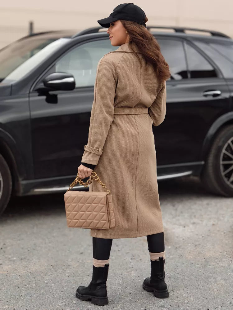 Moteriška rudos spalvos paltas Cameli