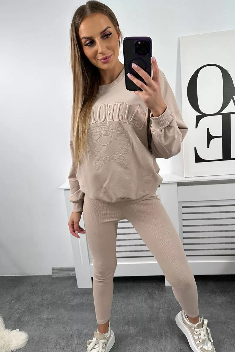 Moteriškas šviesios smėlio spalvos komplektas California