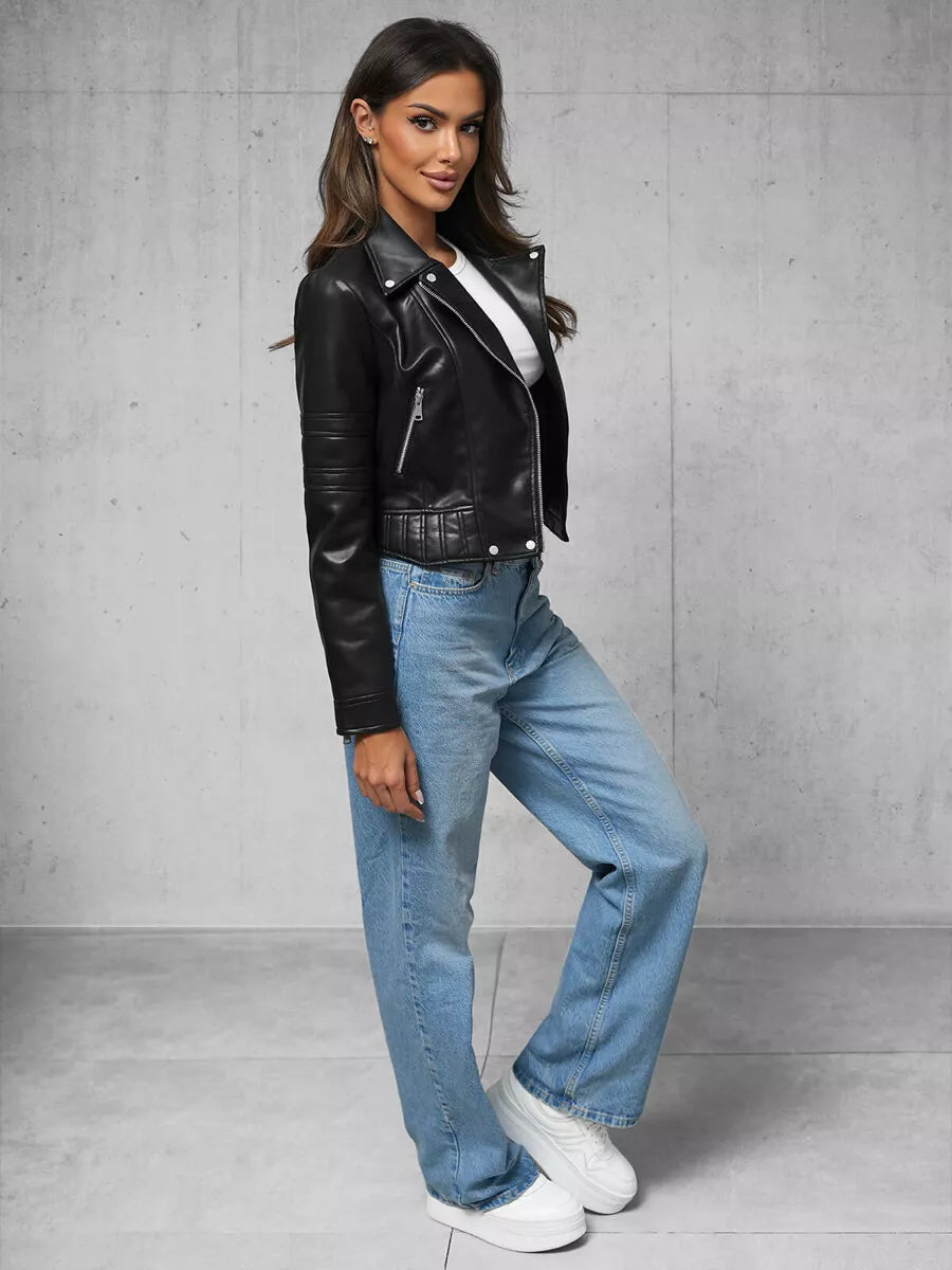 Moteriška juoda eko odos striukė Roke