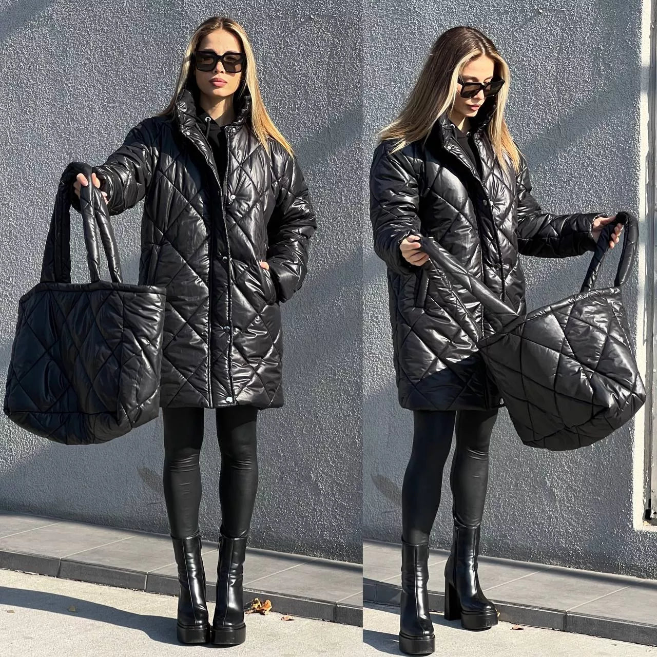 Moteriška juoda striukė ir rankinė Kirel