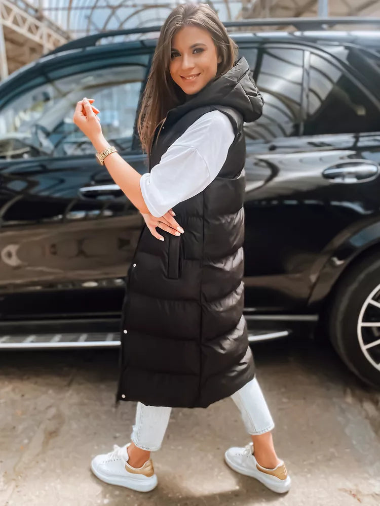 Juoda moteriška liemenė su gobtuvu Luves