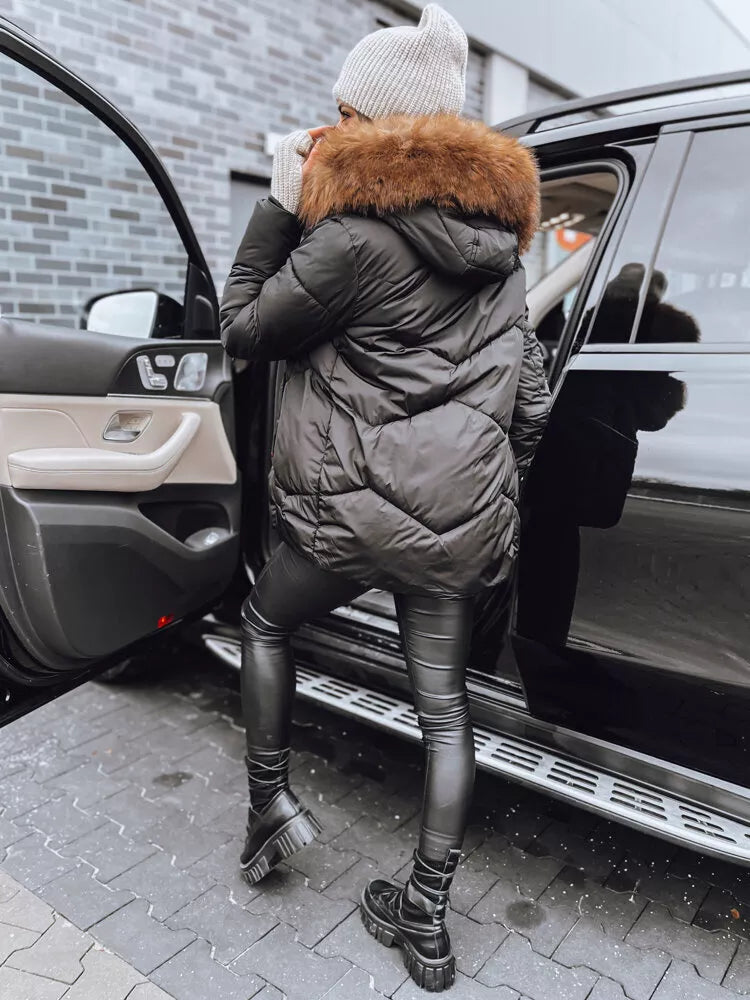 Moteriška juoda žieminė striukė Doran