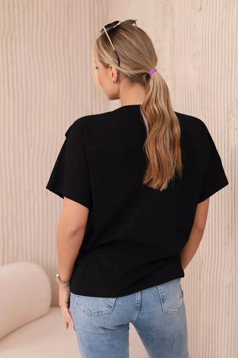 Moteriški juodi marškinėliai Korin