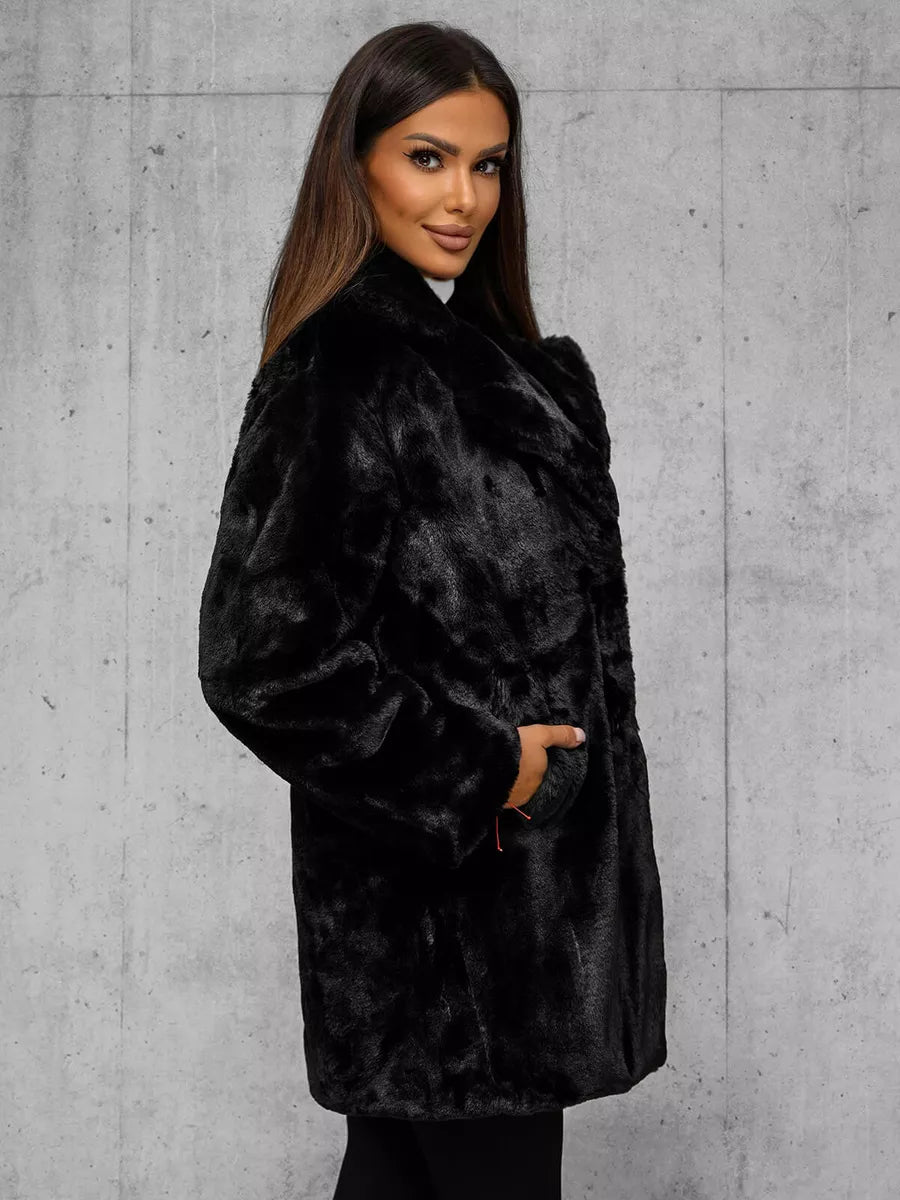 Moteriškas juodos spalvos paltas Klara