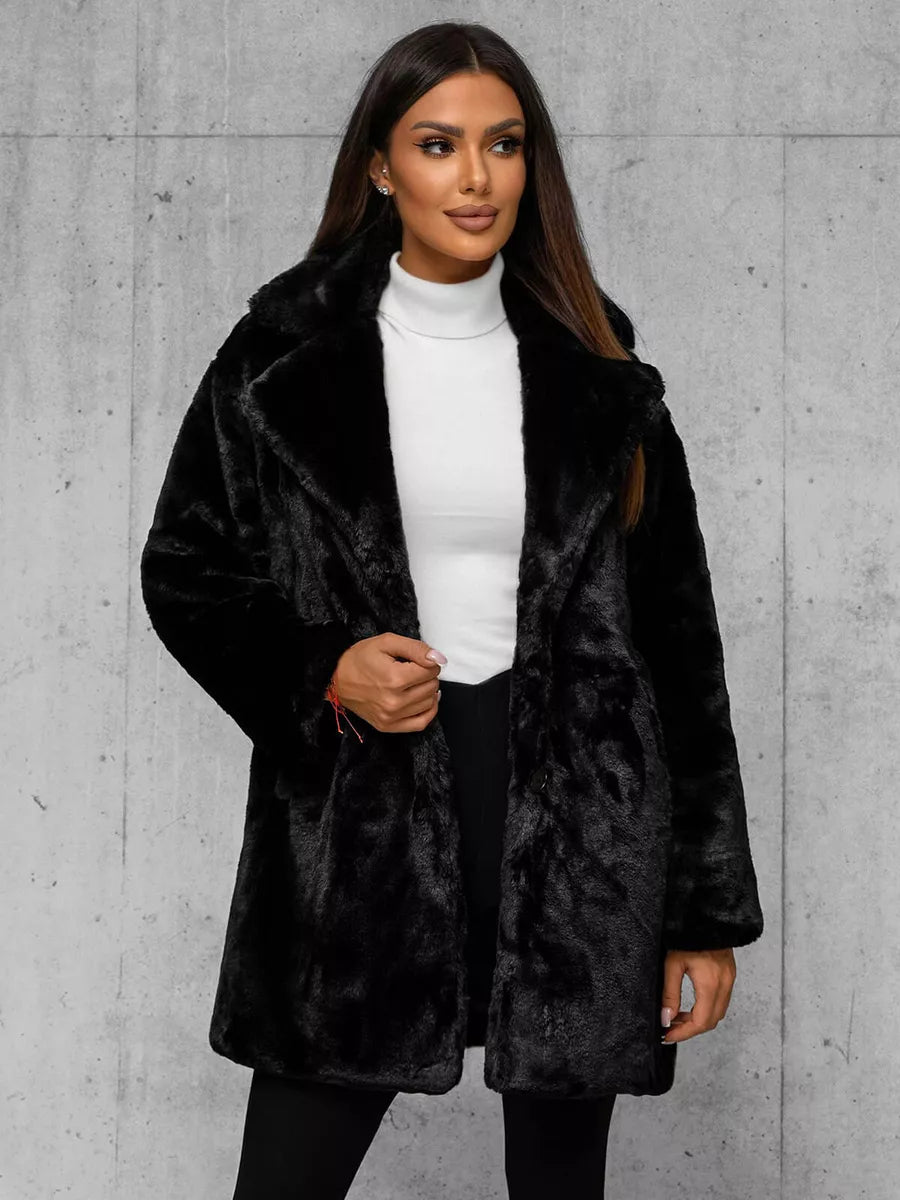 Moteriškas juodos spalvos paltas Klara