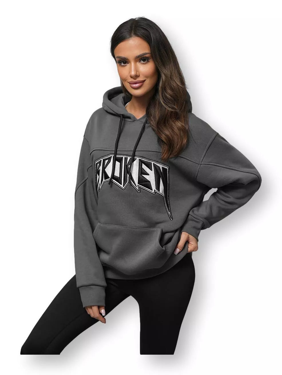 Moteriškas pilkas džemperis Broken