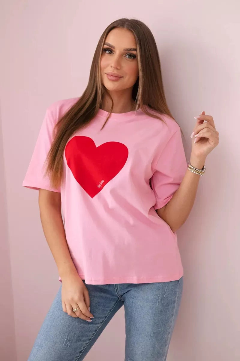 Moteriški rožiniai marškinėliai Madame