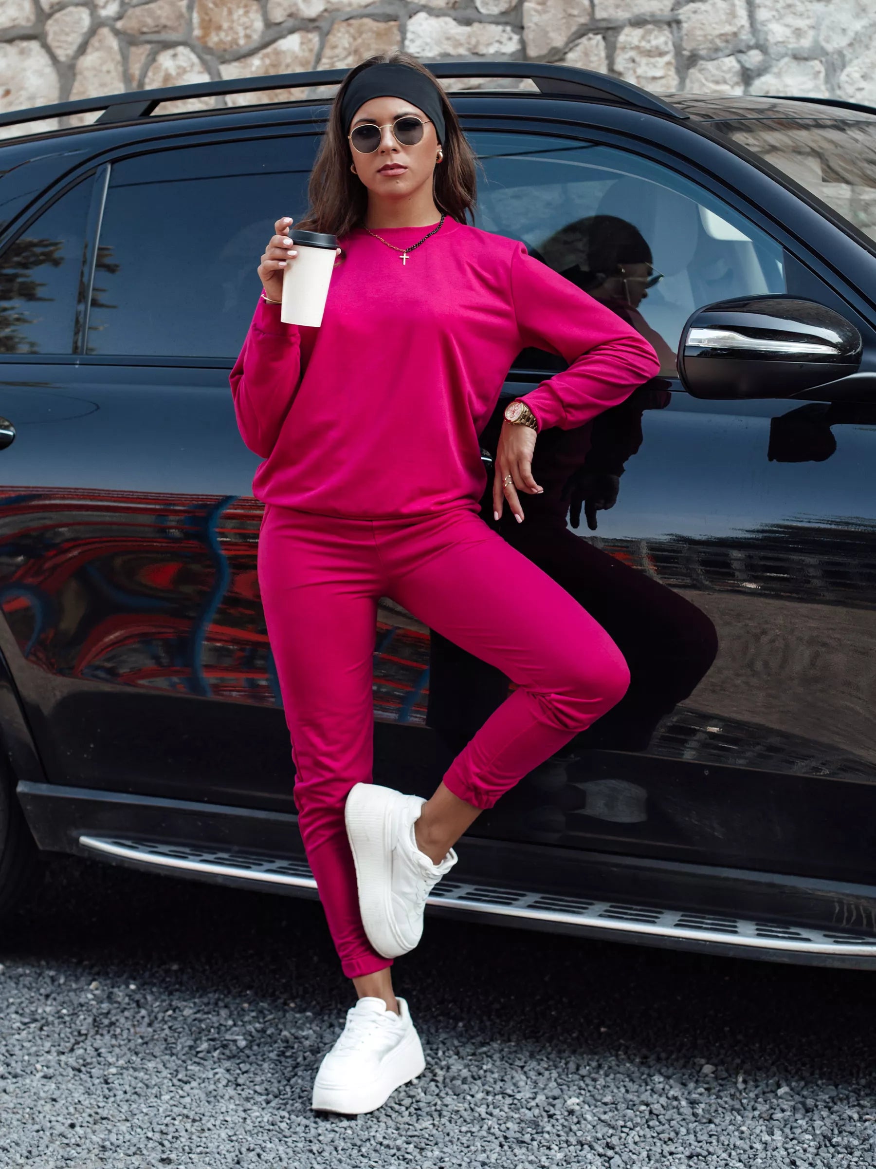 Moteriškas ryškiai rožinis komplektas Milin