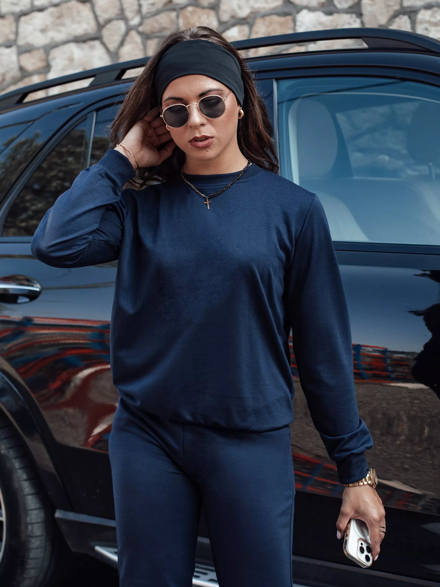 Moteriškas tamsiai mėlynas komplektas Milin