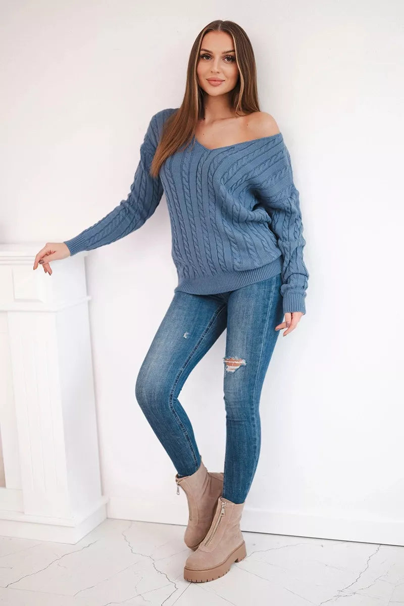 Moteriškas mėlynas megztinis Comb