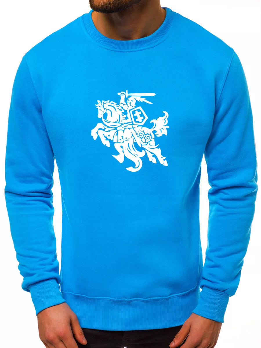 Šviesiai mėlynos spalvos džemperis su baltu vyčiu Vytis