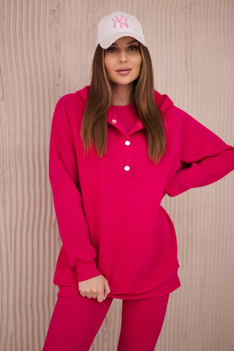 Trijų dalių moteriškas ryškiai rožinis komplektas Sitin