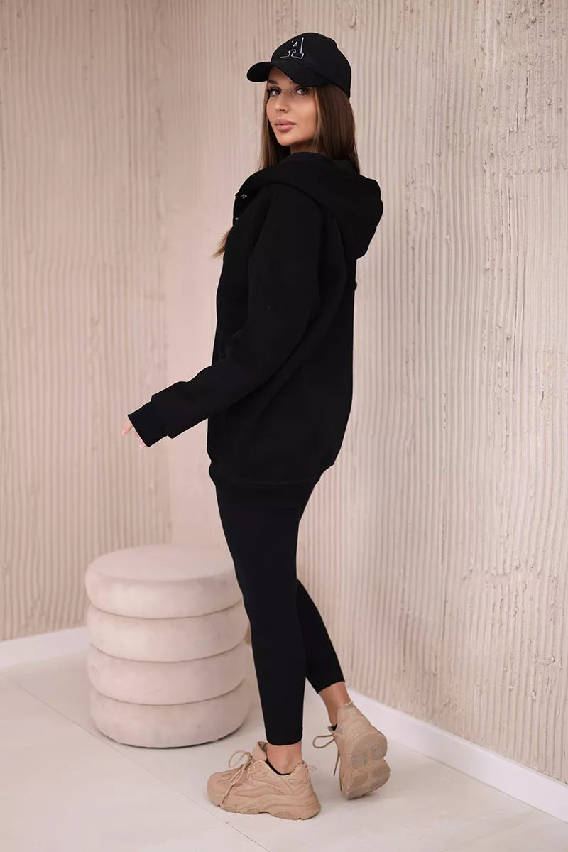 Trijų dalių moteriškas juodas komplektas Sitin