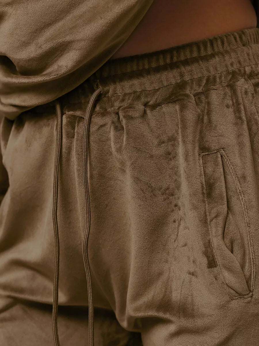 Tamsiai rudas veliūrinis komplektas Peril