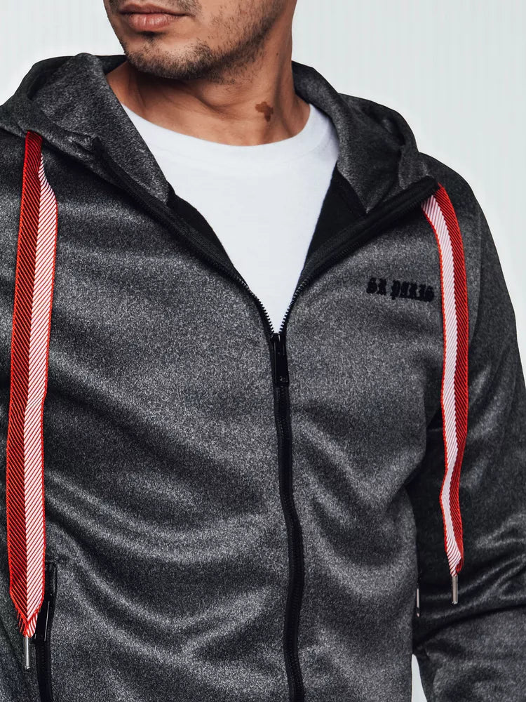 Tamsiai pilkas vyriškas džemperis Ziper