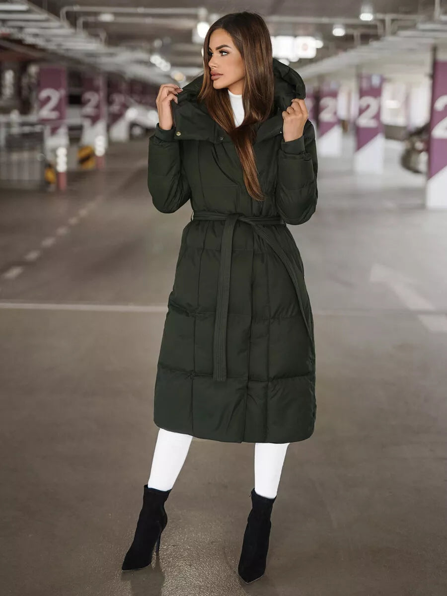 Tamsiai žalios spalvos žieminis paltas Marisol