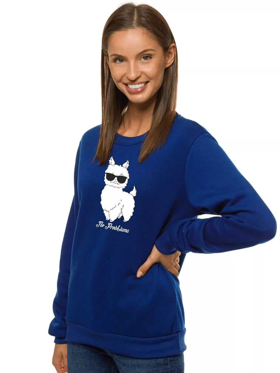 Tamsiai mėlynas moteriškas džemperis be gobtuvo No ProbLama