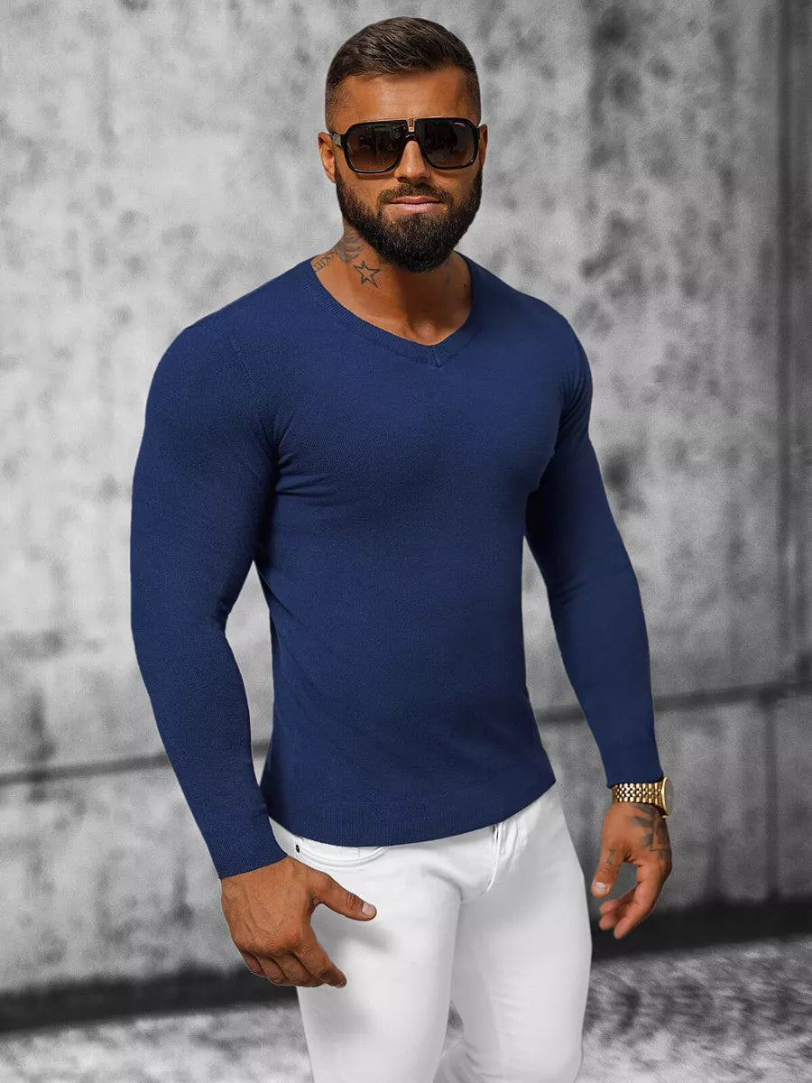 Tamsiai mėlynas vyriškas megztinis Gozil