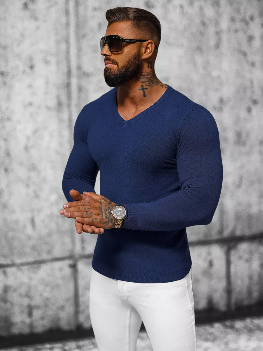 Tamsiai mėlynas vyriškas megztinis Gozil