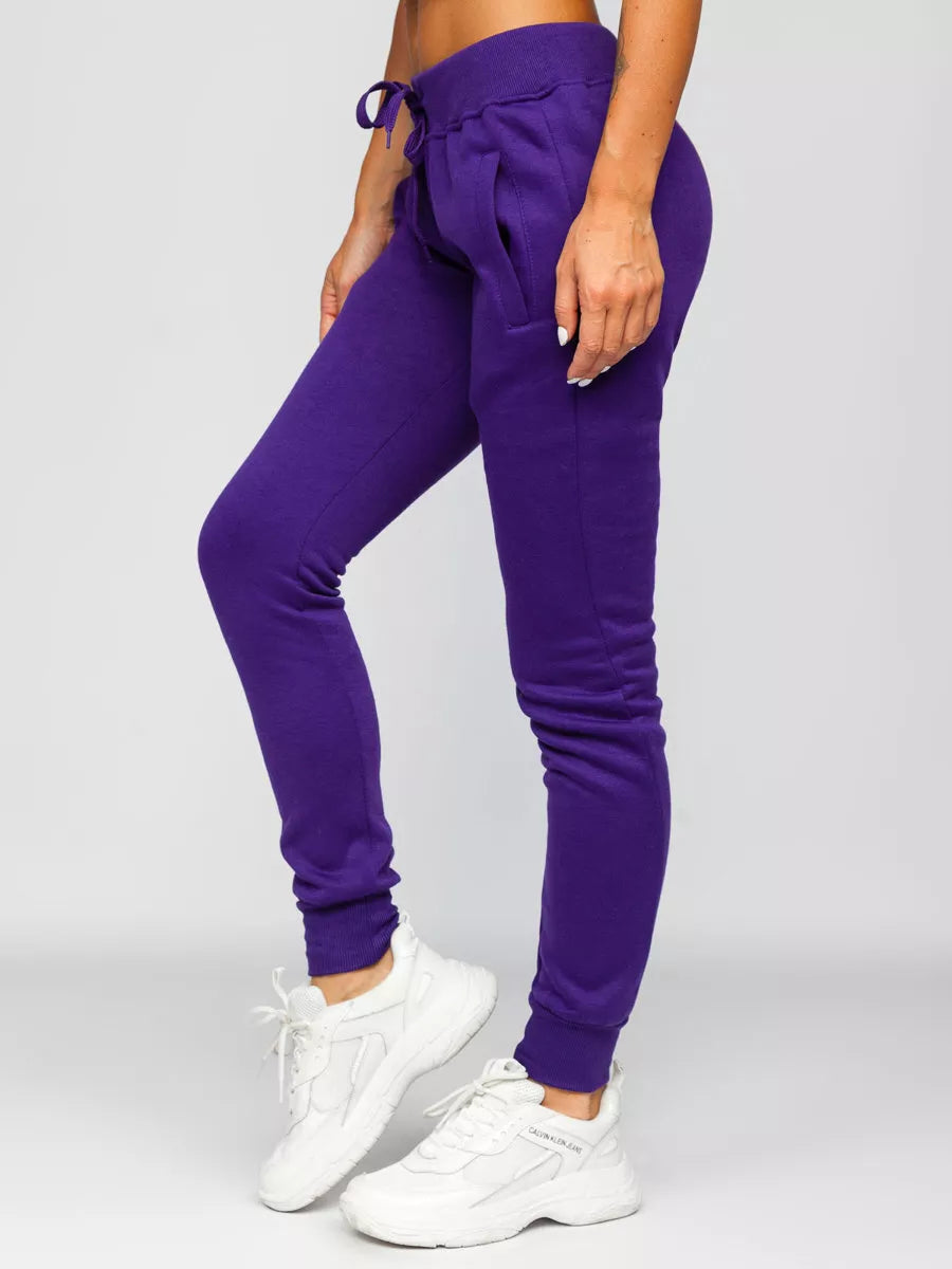 Moteriškos violetinės laisvalaikio kelnės Flor