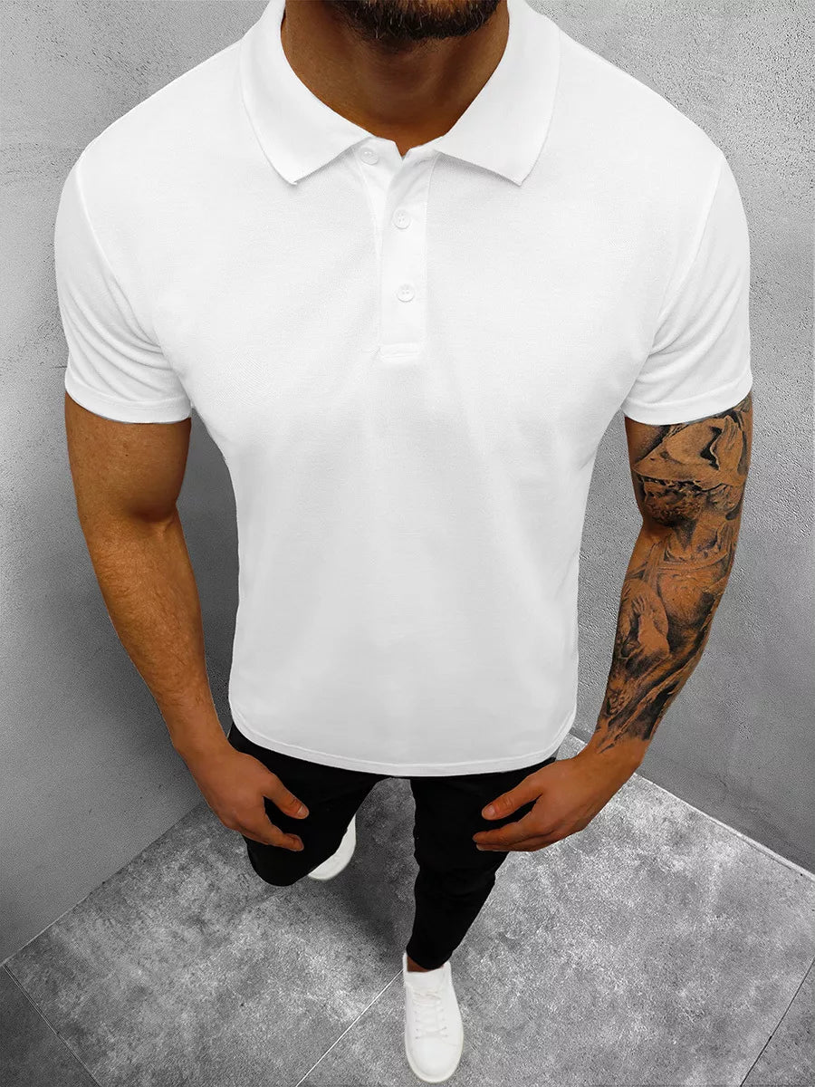 Vyriški balti polo marškinėliai Casual