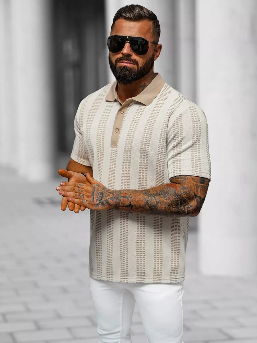 Vyriškis smėlio spalvos polo marškinėliai Fit