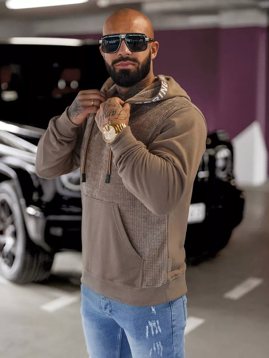 Vyriškas rudas džemperis su gobtuvu Carl