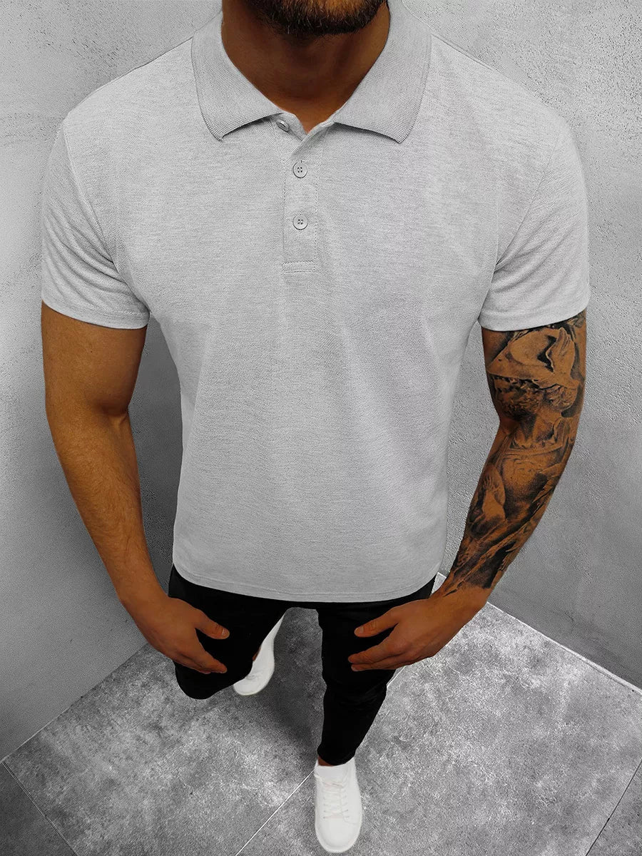 Vyriški šviesiai pilki polo marškinėliai Casual
