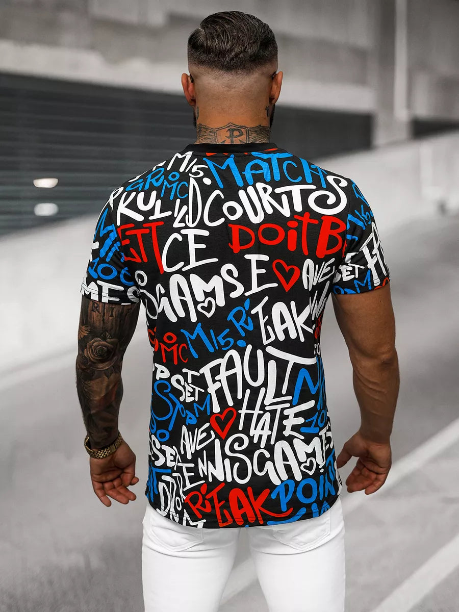 Vyriški juodi marškinėliai su spauda Bett