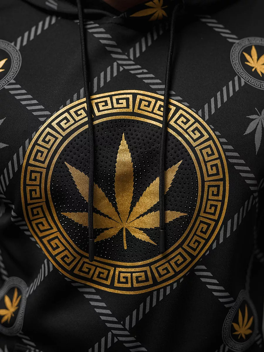 Vyriškas juodas džemperis su auksine spauda Kanna