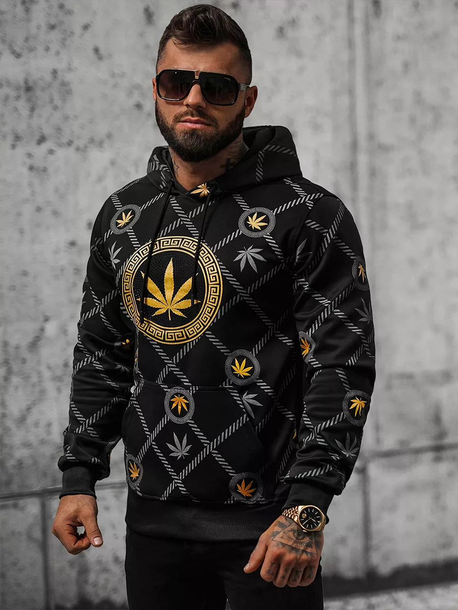 Vyriškas juodas džemperis su auksine spauda Kanna