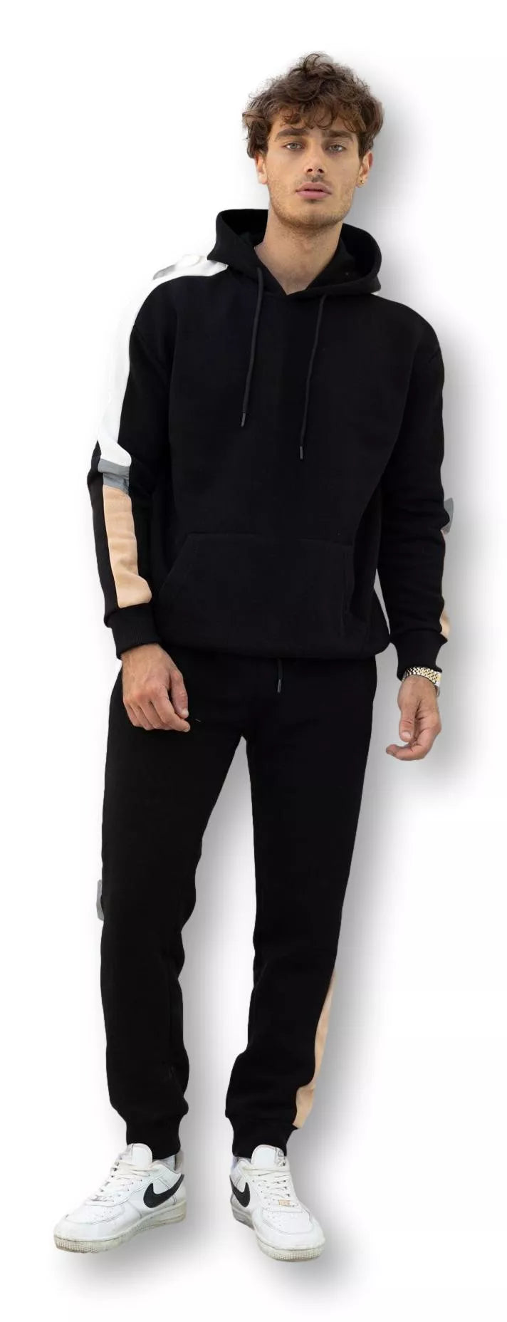 Juodas vyriškas komplektas su balta juostele Core