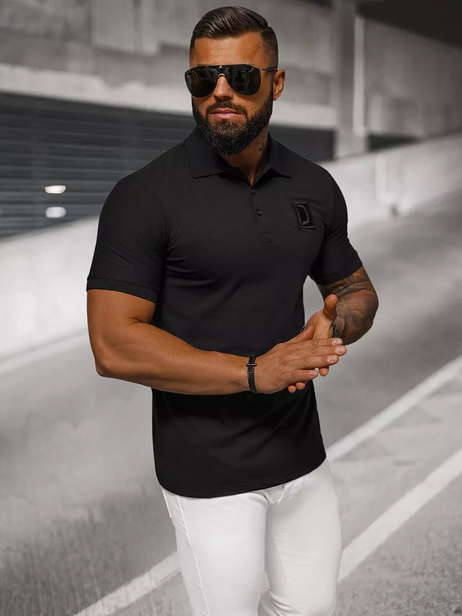 Vyriški juodi polo marškinėliai Tirol