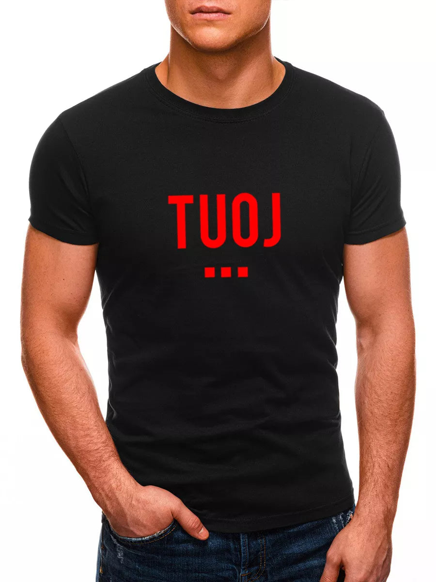 Vyriški juodi marškinėliai TUOJ (raudonas)