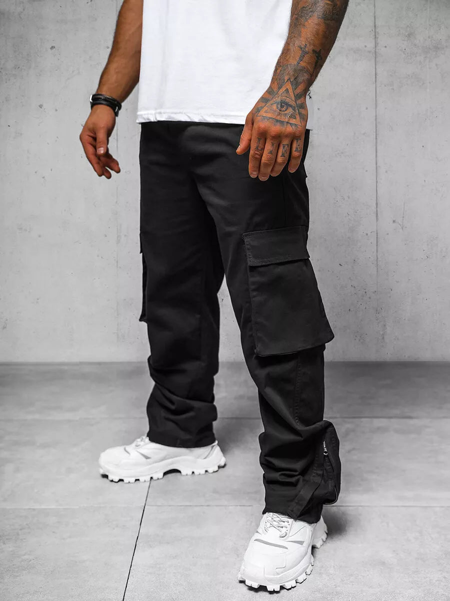 Vyriškos plačios juodos spalvos kelnės Deril