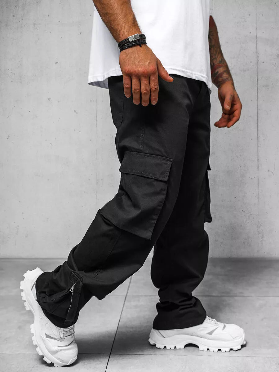 Vyriškos plačios juodos spalvos kelnės Deril