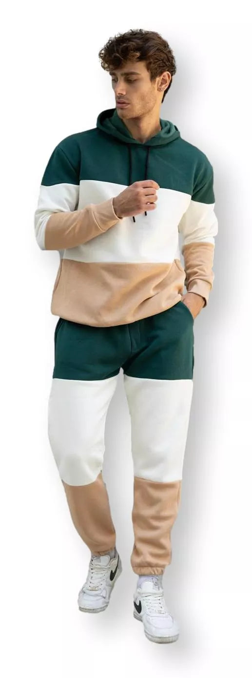 Trijų spalvų vyriškas žalias sportinis kostiumas One