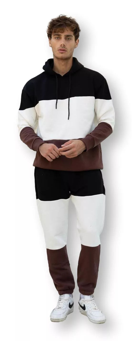 Trijų spalvų vyriškas juodas sportinis kostiumas One