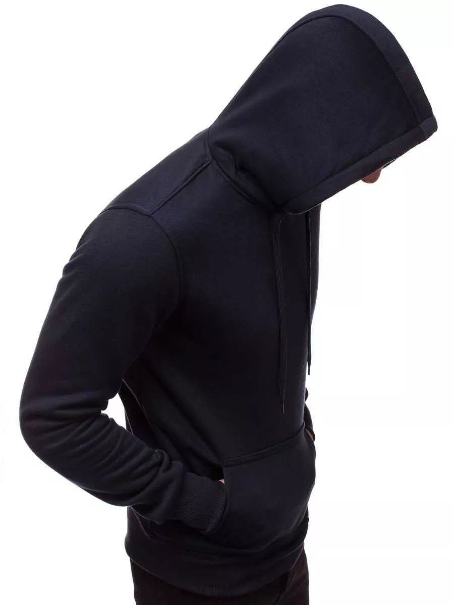 Tamsiai mėlynos spalvos vyriškas džemperis su gobtuvu Buvoli