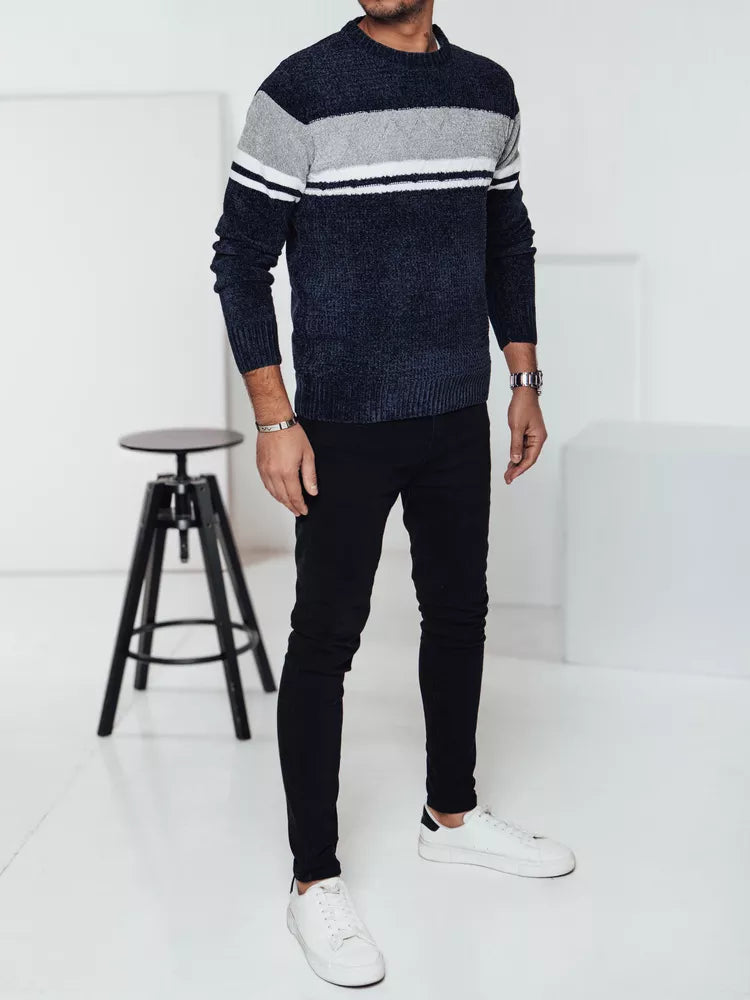 Vyriškas tamsiai mėlynas megztinis Rich