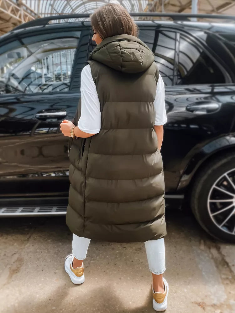 Žalia moteriška liemenė su gobtuvu Luves